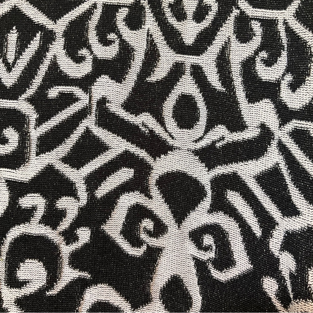 Carmen Marc Valvo Knit Dress Black + Ivory Body-con Jacquard/Damask Prin… - Picture 11 of 13